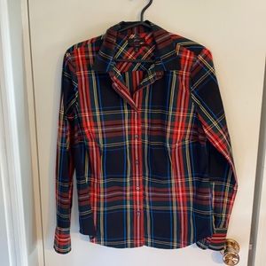 Plaid fitted button down